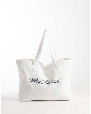 Six Stories Wifey Material Tote Bag - White