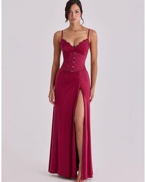 strapless open back dress HOUSE OF CB PERSEPHONE CORSET MAXI DRESS SCARLET RED main image 1