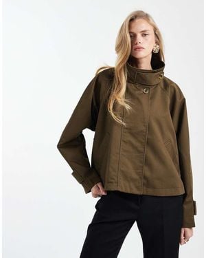 ASOS Cropped Cape Detail Trench Coat - Green