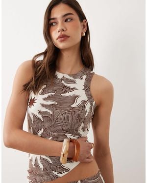 Never Fully Dressed Rib Tank Top Co-Ord - Brown