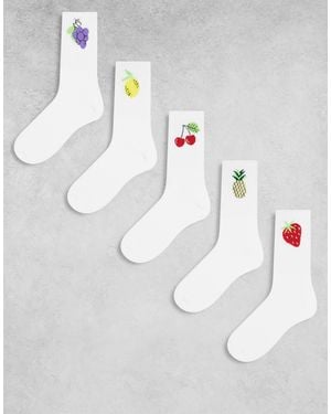 Jack & Jones 5 Pack Fruit Print Socks - Gray