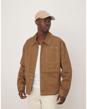 ASOS Boxy Oversized Worker Jacket With Contrast Stitch - Brown