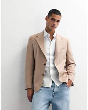 ASOS 100% Summer Wool Slim Suit Jacket - Natural