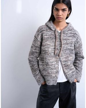 TOPSHOP Sudadera Con Capucha De Punto De Hilo Retorcido De - Gris