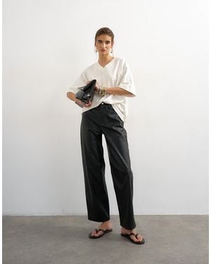 TOPSHOP Faux Leather Barrel Leg Trouser - White