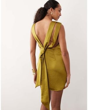 Mango Mouwloze Mini Jurk Met Rimpeleffect - Geel