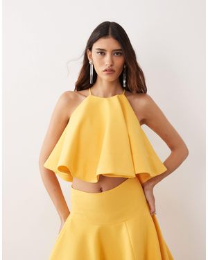 ARRANGE Top d'ensemble en lin mélangé à encolure américaine - Jaune