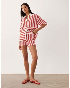 ASOS Slub Stripe Short Co-Ord - Pink