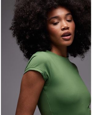 TOPSHOP Jersey Slinky Short Sleeve T-shirt - Green