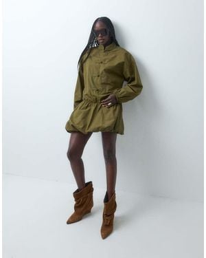 ASOS Vestito A Palloncino Con Colletto Alla Coreana - Verde