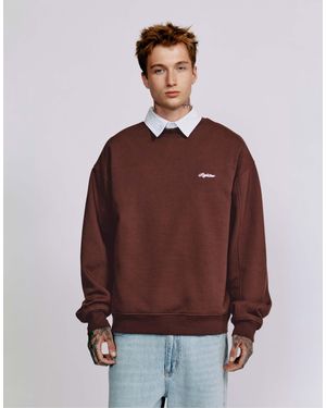Pull&Bear Sweatshirt mit stickerei und rundhalsausschnitt - Braun