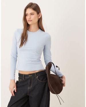 Abercrombie & Fitch T-shirt court sans coutures à manches longues - Blanc