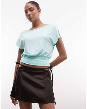 Monki Minifalda De Talle Bajo Con Aberturas Para Festivales - Azul