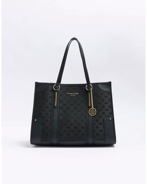 River Island Shopper Bag With Panel Detail - Black