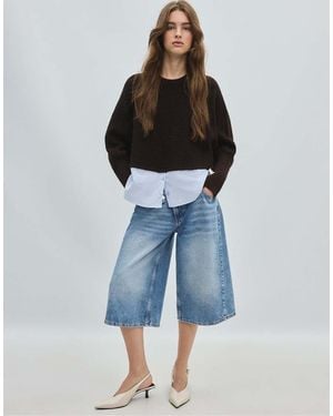 Stradivarius Gebreide Batwing Trui Van Gemengde Stof - Blauw