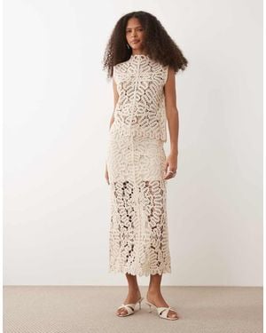 Mango Setenta Crochet Midi Skirt Co-Ord - Natural