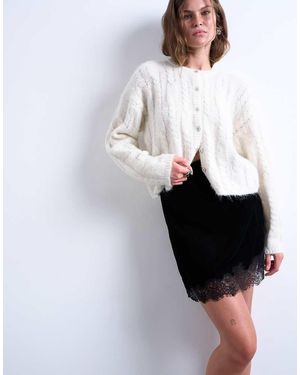 TOPSHOP Velvet Lace Mini Skirt - White