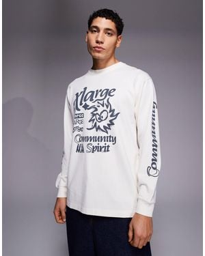 X-Large Long Sleeve Graphic Logo Pigment Dyed T-shirt - Gray