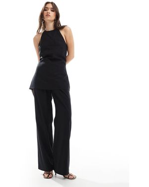4th & Reckless Linen Blend Wide Leg Tailored Pants Co-ord - Blue