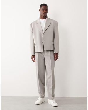 ASOS Oversized Tapered Suit Trousers - Grey