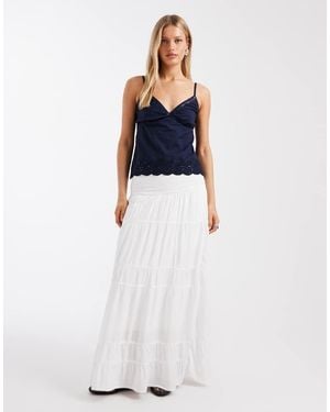 Hollister Shimmer Scallop Hem Top - White