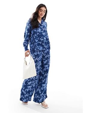 French Connection Delphine - pantalon d'ensemble ample à imprimé - bleu