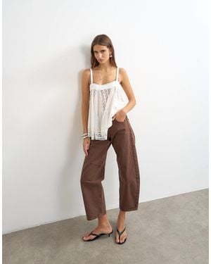 TOPSHOP Barrel Mid Rise Jeans - Natural