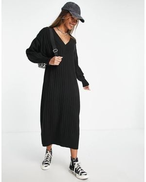ONLY Knitted V Neck Midaxi Dress - Black