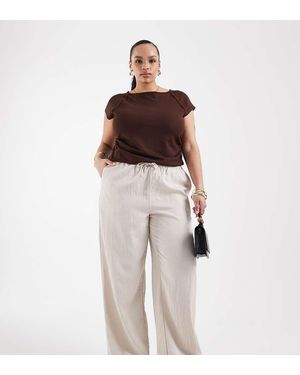 ONLY Pull On Wide Leg Trousers - Natural