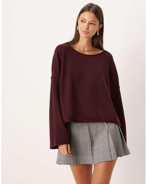 Jdy Boatneck Knitted Jumper - Red