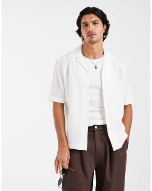 Only & Sons Regular Fit Textured Shirt With Resort Collar - White