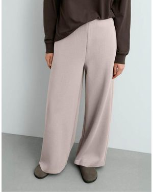 Oysho Super High-rise Striped Modal Trousers - Brown
