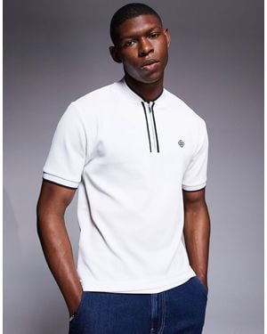 River Island Slim Fit Tipped Baseball Polo - White