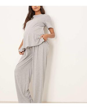 ASOS Pantalones De Pijama Grises De Algodón Mix & Match De Asos Design Maternity-Negro - Neutro