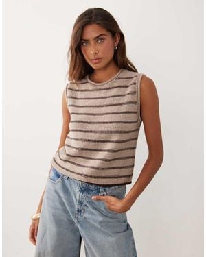 Abercrombie & Fitch Chaleco De Punto A Rayas-Neutro