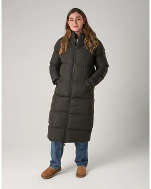 French Connection Longline Quilted Puffer Jacket With Hood - Green