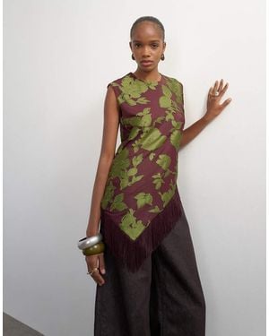 TOPSHOP Devoure Top Asimétrico Con Flecos En-Morado