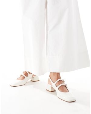Stradivarius Heeled Mary Jane Shoe - White