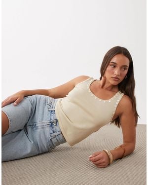 Mango Racer Vest Top With Button Detail - Brown