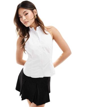 NA-KD Top Estilo Camisa Sin Mangas De - Blanco