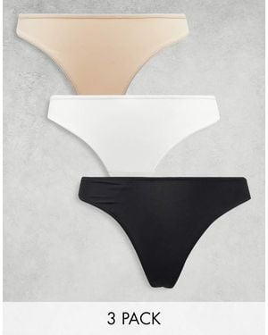 Weekday Cat Seamless 3-Pack Thong - White