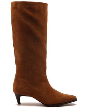 OFF THE HOOK Fern Suede Leather Knee-High Kitten Heel Boots - Brown
