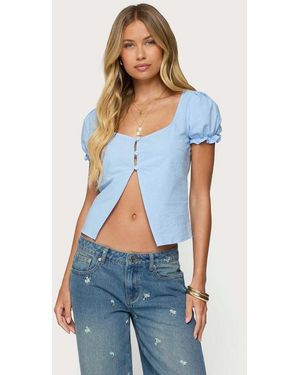 Edikted Dorothea Split Front Top - Blue