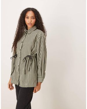 Ghospell Cinched Shirt With Contrast Tie - Green