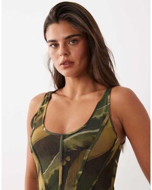 ASOS Mesh Corset Top - Green