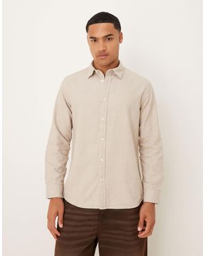 SELECTED 100% Cotton Oversized Boxy Brushed Shirt - Natural