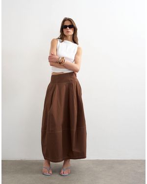 TOPSHOP – barrel-maxirock aus popeline - Braun