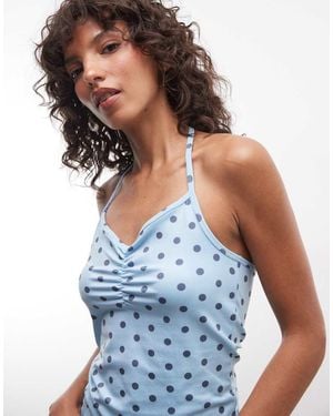 Collusion Ruched Front Halter Cami - Blue