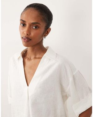 River Island Camisa Blanca De Corte Cuadrado De Tejido Efecto Lino De (Parte De Un Conjunto) - Blanco