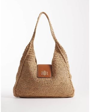 River Island Raffia Flap Detail Slouch Bag - Brown